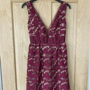 Self Portrait UK8 US4 Burgundy Lace Dress - Stunning and Only Worn Once!